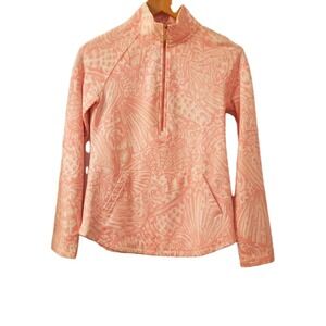 Lily Pulitzer XS Popover 1/4 Zip Jacket Pelican Pink Sea Shells Big Pocket Front